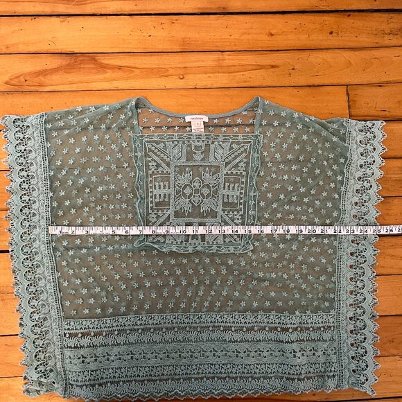 Sundance Green Sheer Embroiderd Lace Top, Size Small - Picture 9 of 9